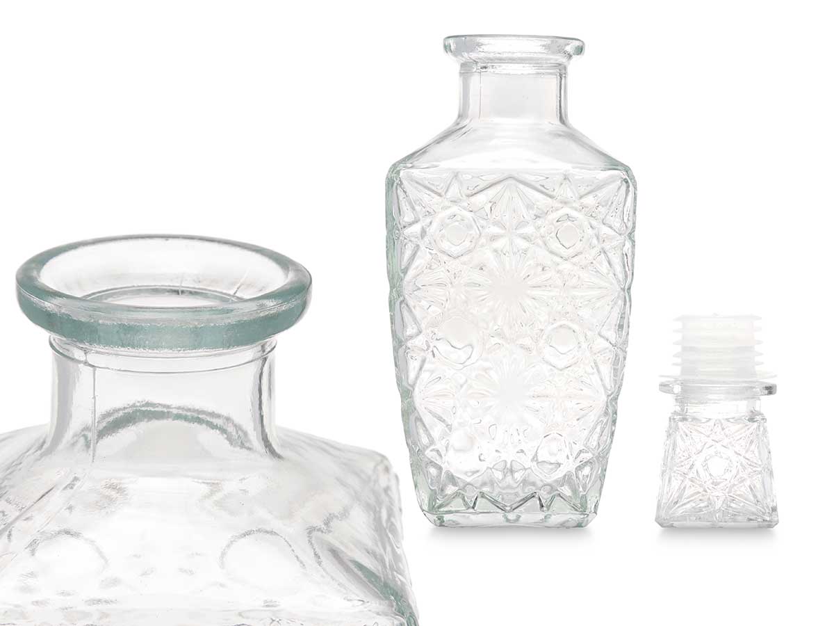 Jarra de cristal de 450ml para agua,whisky, coñac, Jarra de Vidrio para licores,brandy,ron, Decantador de whisky con tapón, Jarra de agua cristal