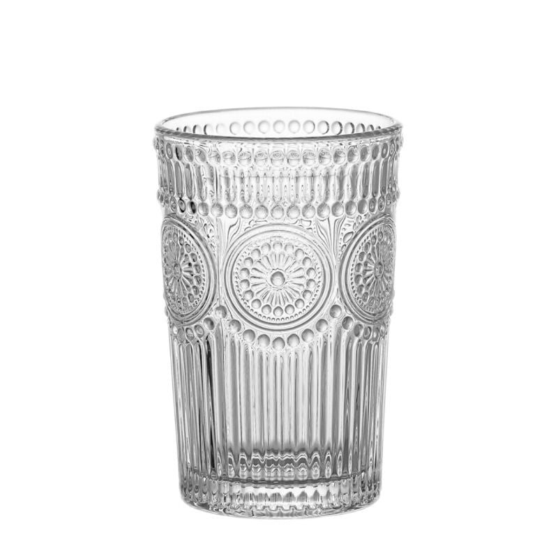Set de 6 Vasos Transparentes de Cristales de 330ml con Patrón Girasol, Aptos para Lavavajillas
