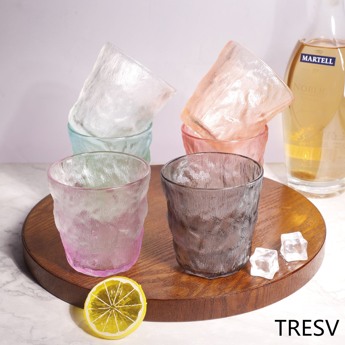 Set de 6 Vasos Colores o Transparente, Vaso de Cristal agua de 270 ml, Vaso de Agua y Bebidas, Aptos para Lavavajillas (Vaso Morado 270ml)