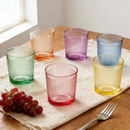Set de 6 Vasos Colores de 360ml, Vaso de Cristal agua y Bebidas Alcohólicas,l,Aptos para lavavajillas