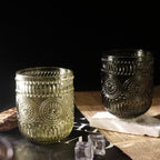Set de 6 Vasos Colores de 250ml, Vaso de Cristal agua y Bebidas Alcohólicas con Patrón Girasol ,Aptos para lavavajillas