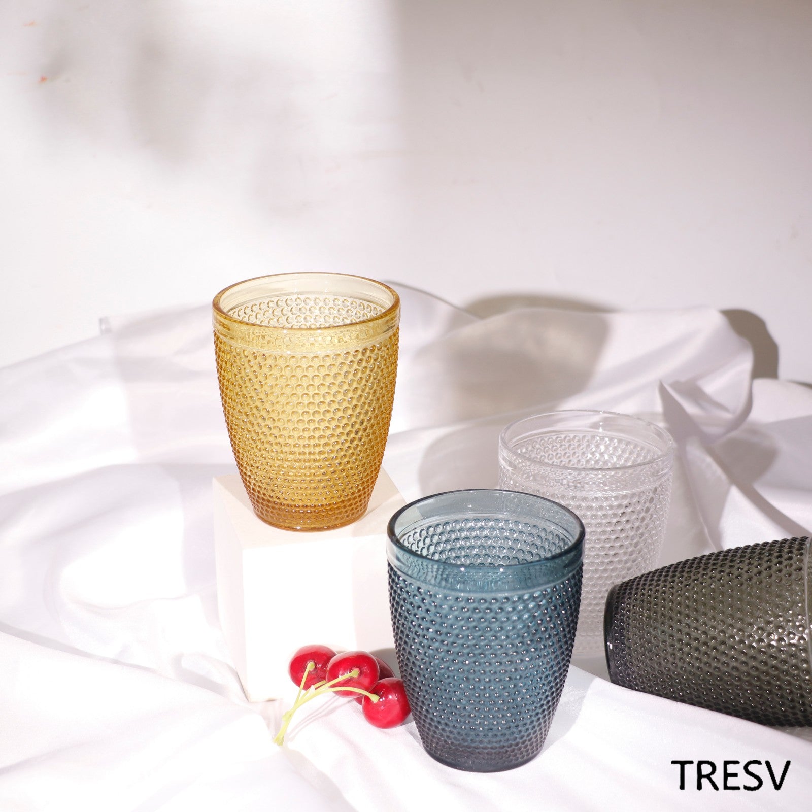 Set de 6 Vasos de Cristal de Colores 250ml ,Vidrio de Alta Calidad | Apto para Lavavajillas