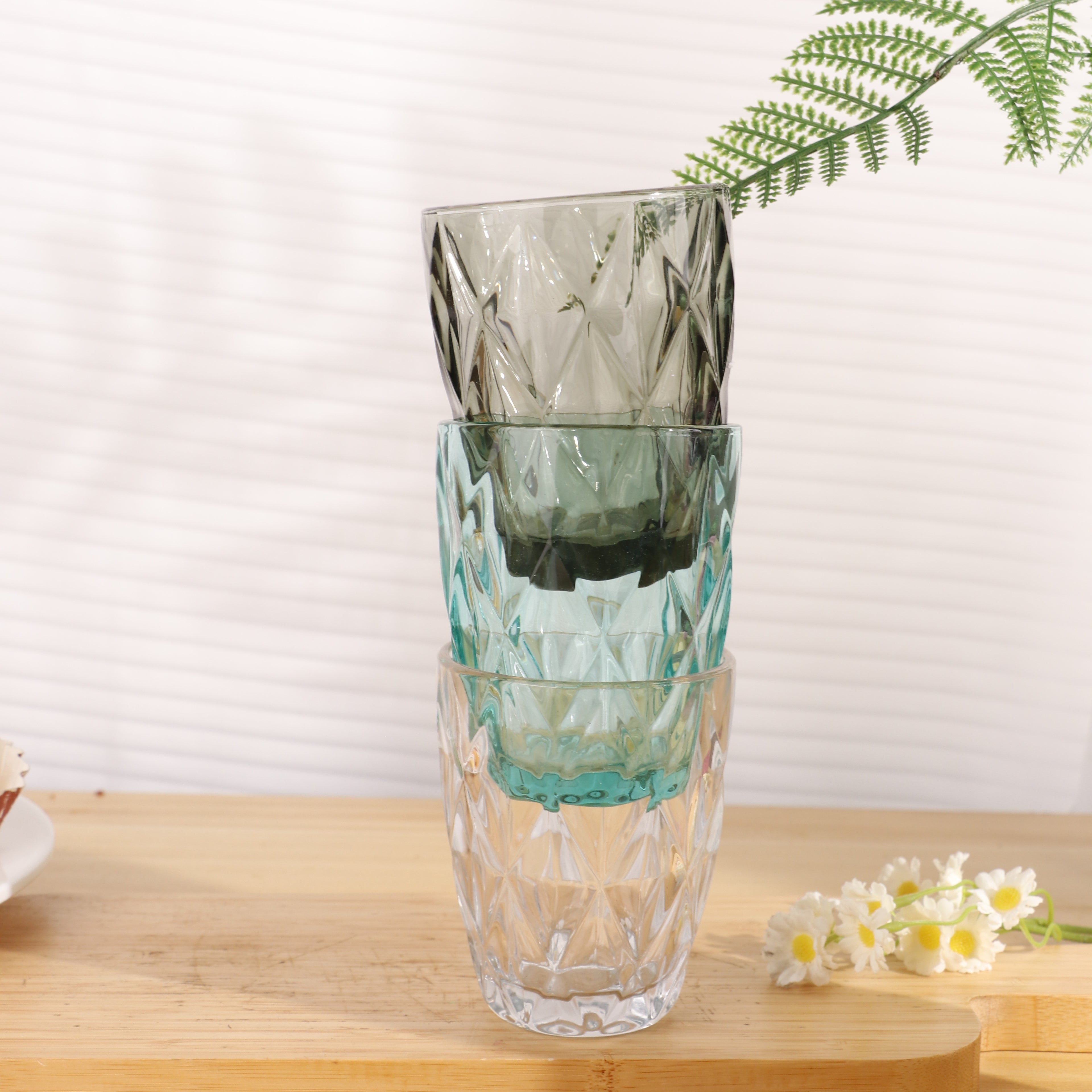 Set de 6 Vasos de Cristal Transparente, 300 ml, para Agua y Bebidas, Aptos para Lavavajillas