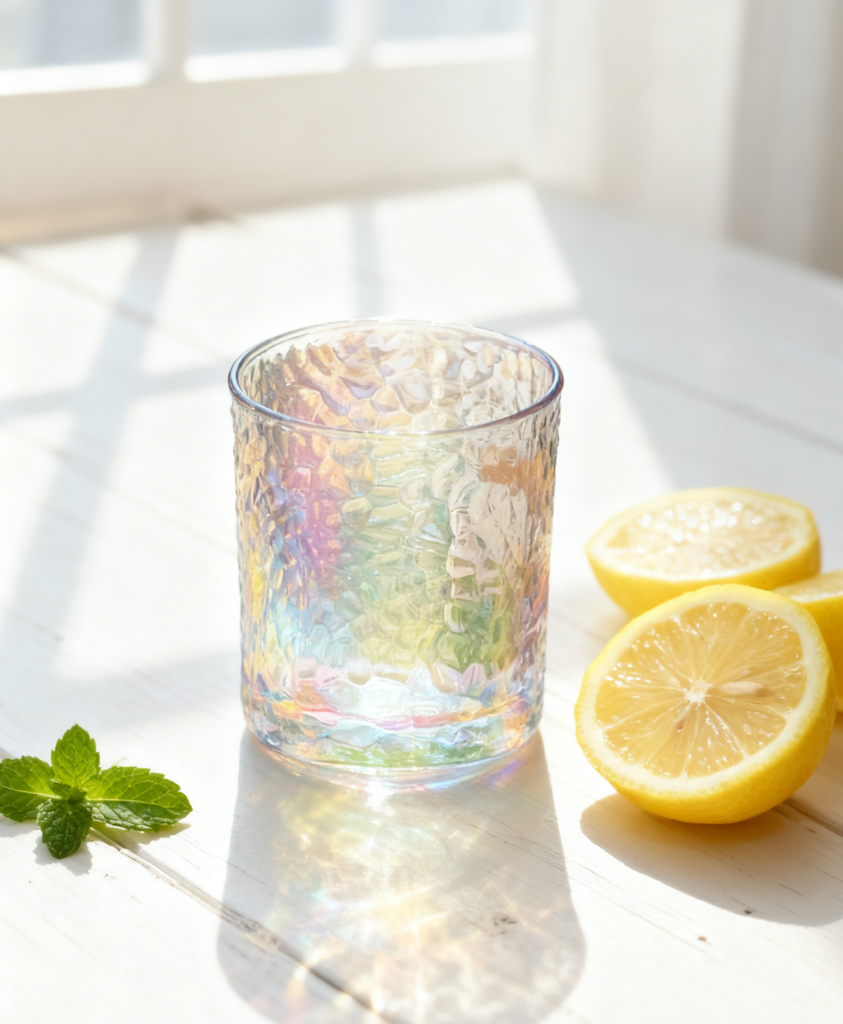 Set de 6 Vasos Colores, Vaso de Cristal agua de 350cc, Vaso de Agua y Bebidas, Aptos para Lavavajillas