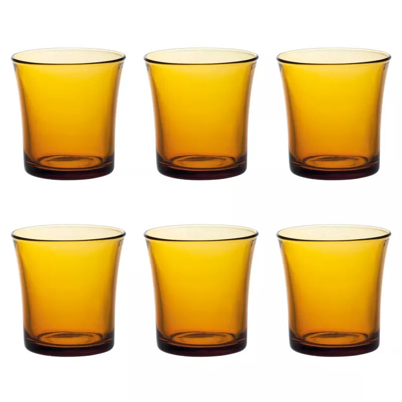 Set de 6 Vasos de cristal agua, Vasos Colores de Ambar, Vasos de Cristal de 21CL de Duralex, Aptos para lavavajillas