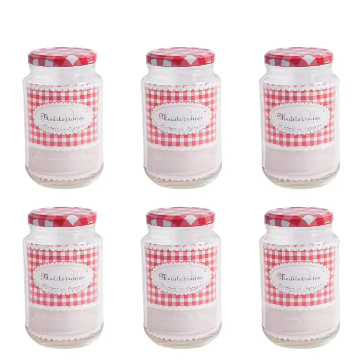 Set de 6 Botes de Cocina Almacenaje de Cristal, Tarros de Cristal con tapa 250cc, 330cc, 450cc y 1000cc, Aptos para