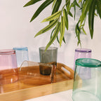 Set de 6 Vasos de Agua de Colores Pastel, Vasos de Cristal Multicolor de 510cc, Aptos para Lavavajillas