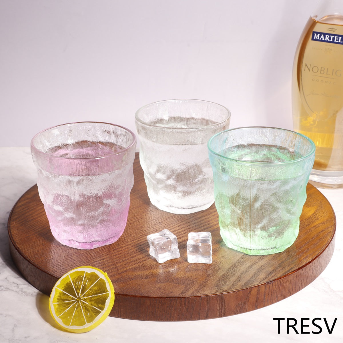 Set de 6 Vasos Colores o Transparente, Vaso de Cristal agua de 270 ml, Vaso de Agua y Bebidas, Aptos para Lavavajillas (Vaso Morado 270ml)