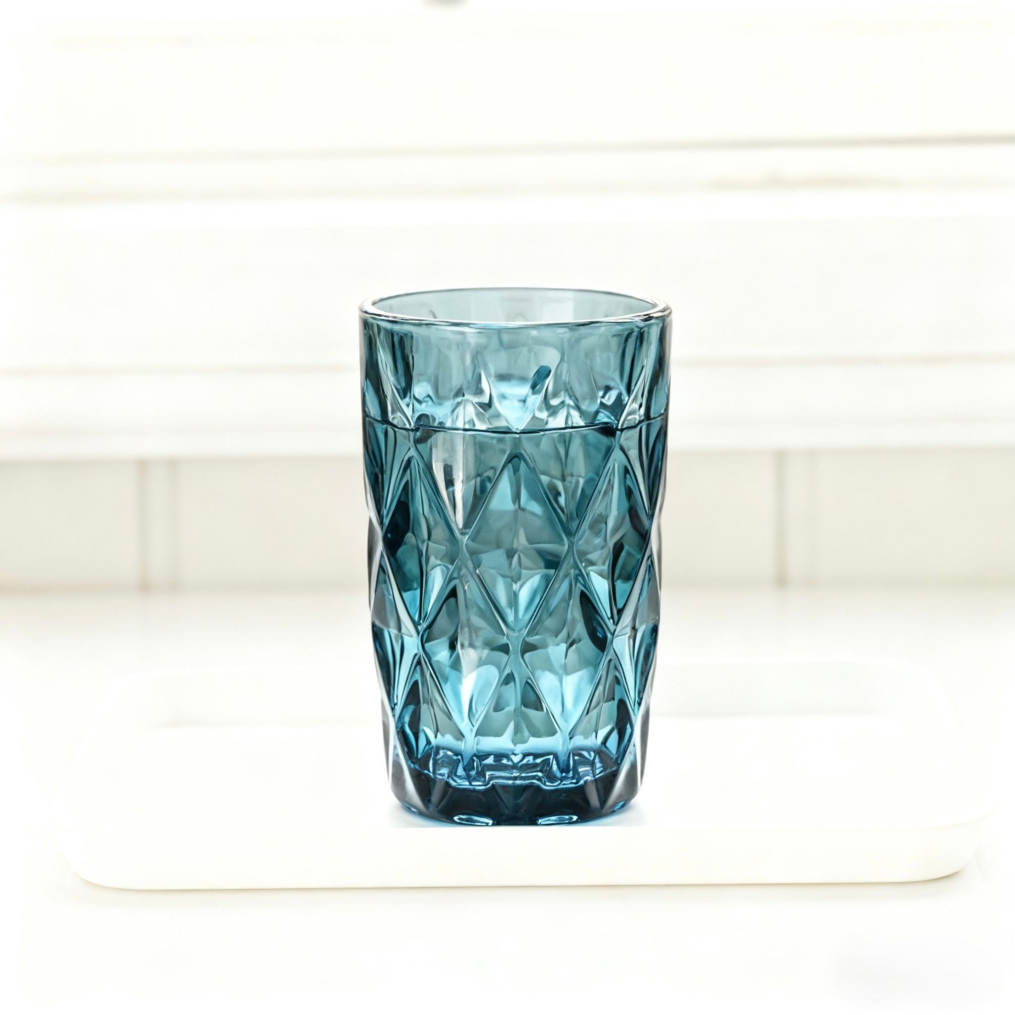 Set de 6 Vasos Colores, Vaso de Cristal agua de 360 ml, Vaso de Agua y Bebidas, Aptos para Lavavajillas