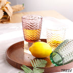 Set de 6 Vasos Colores , Vaso de Cristal agua de 290cc, Vaso de Agua y Bebidas, Aptos para Lavavajillas (Rosa)