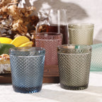 Set de 6 Vasos de Cristal Colores de 250ml, Vasos de Agua y Bebidas, Aptos para Lavavajillas