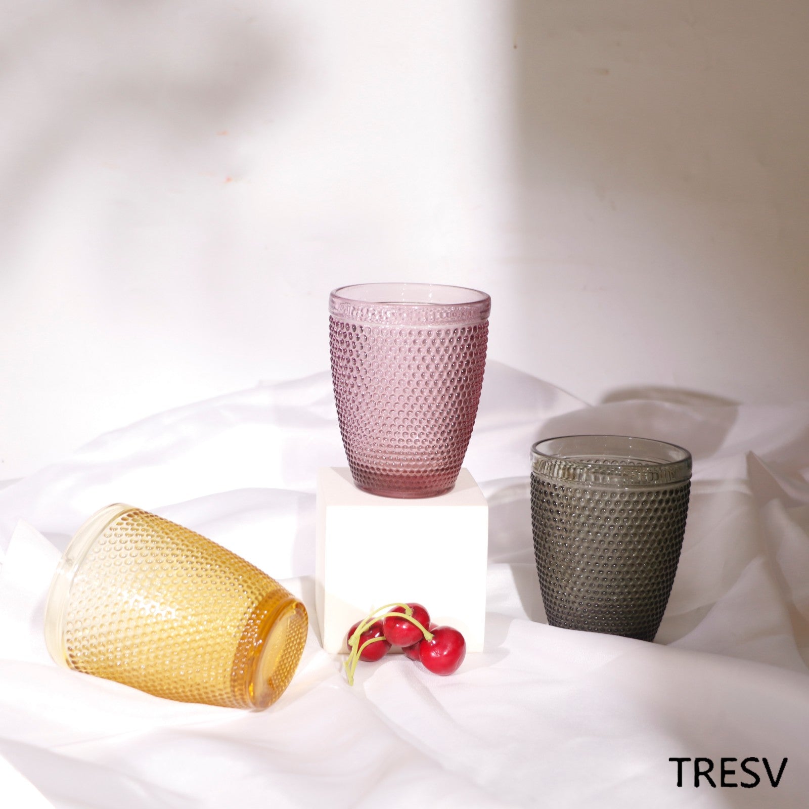 Set de 6 Vasos de Cristal de Colores 250ml ,Vidrio de Alta Calidad | Apto para Lavavajillas