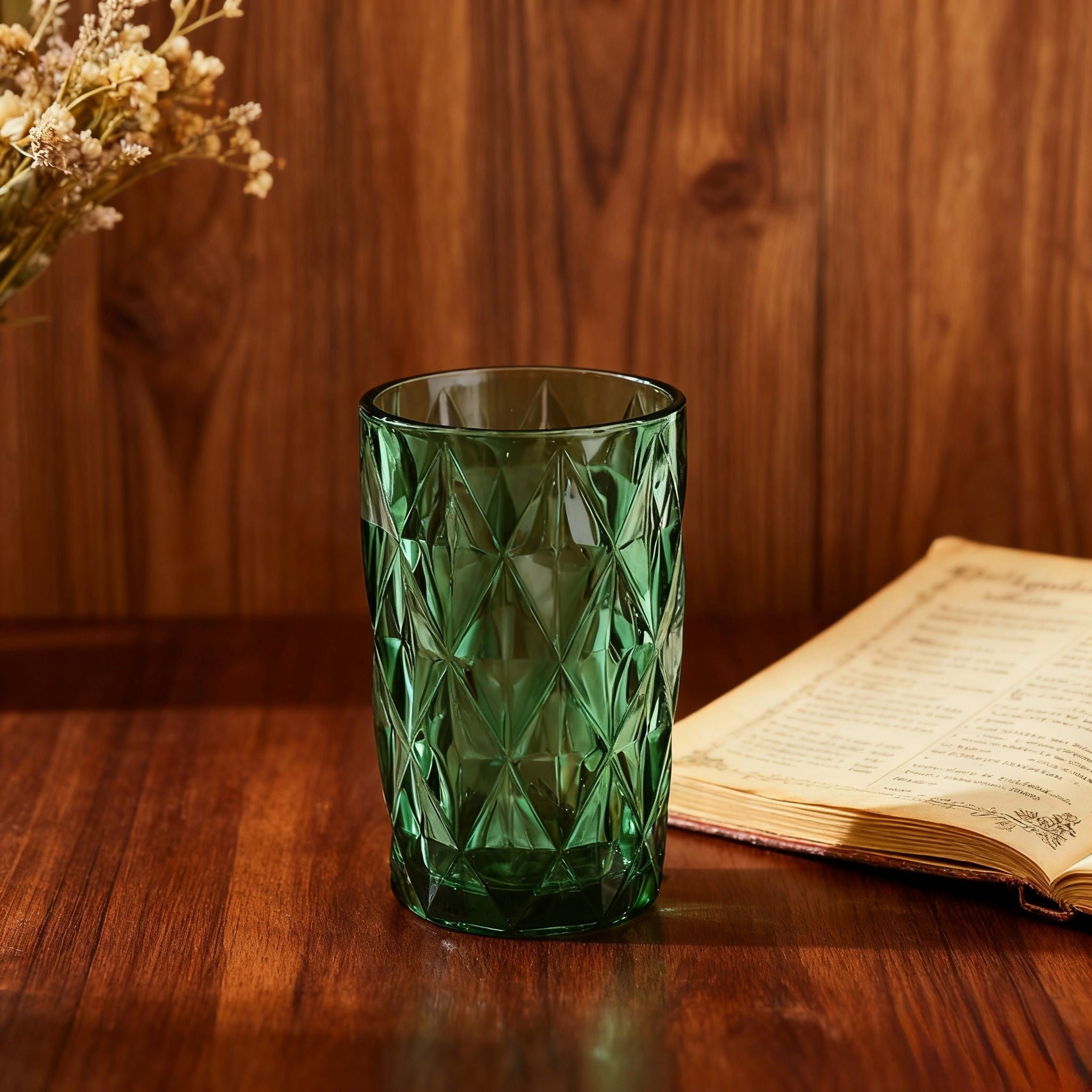 Set de 6 Vasos Colores, Vaso de Cristal agua de 360 ml, Vaso de Agua y Bebidas, Aptos para Lavavajillas