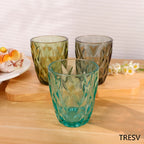 Set de 6 Vasos Colores o Transparente, Vaso de Cristal agua de 300 ml, Vaso de Agua y Bebidas, Aptos para Lavavajillas