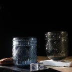 Set de 6 Vasos Colores de 250ml, Vaso de Cristal agua y Bebidas Alcohólicas con Patrón Girasol ,Aptos para lavavajillas