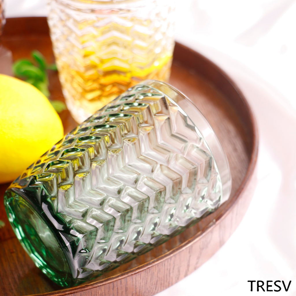 Set de 6 Vasos Colores , Vaso de Cristal agua de 290cc, Vaso de Agua y Bebidas, Aptos para Lavavajillas (Verde)