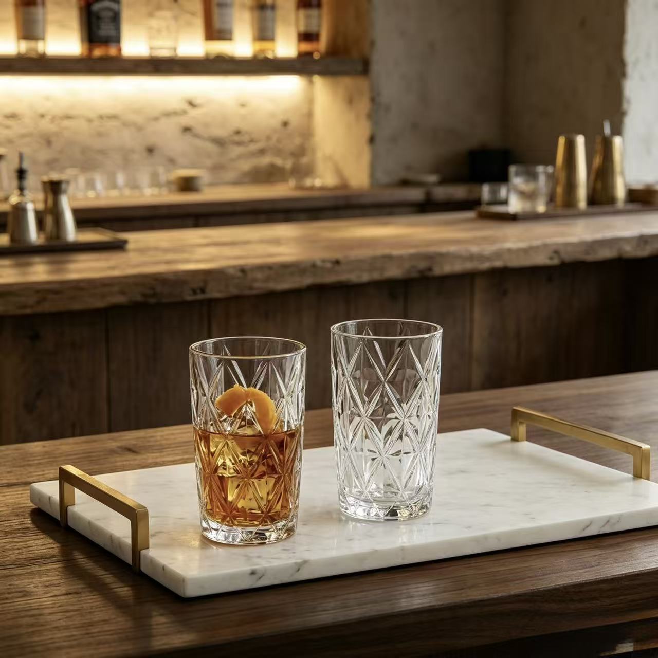 Set de 6 Vasos Transparente, Vaso de Cristal agua de 360 ml, Vaso de Agua y Bebidas, Aptos para Lavavajillas