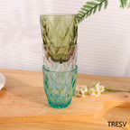 Set de 6 Vasos Colores , Vaso de Cristal agua de 300 ml, Vaso de Agua y Bebidas, Aptos para Lavavajillas (Verde)