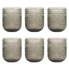 Set de 6 Vasos Colores de 250ml, Vaso de Cristal agua y Bebidas Alcohólicas con Patrón Girasol ,Aptos para lavavajillas