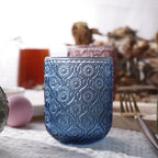Set de 6 Vasos Colores de 250ml, Vaso de Cristal agua y Bebidas Alcohólicas con Patrón Girasol ,Aptos para lavavajillas