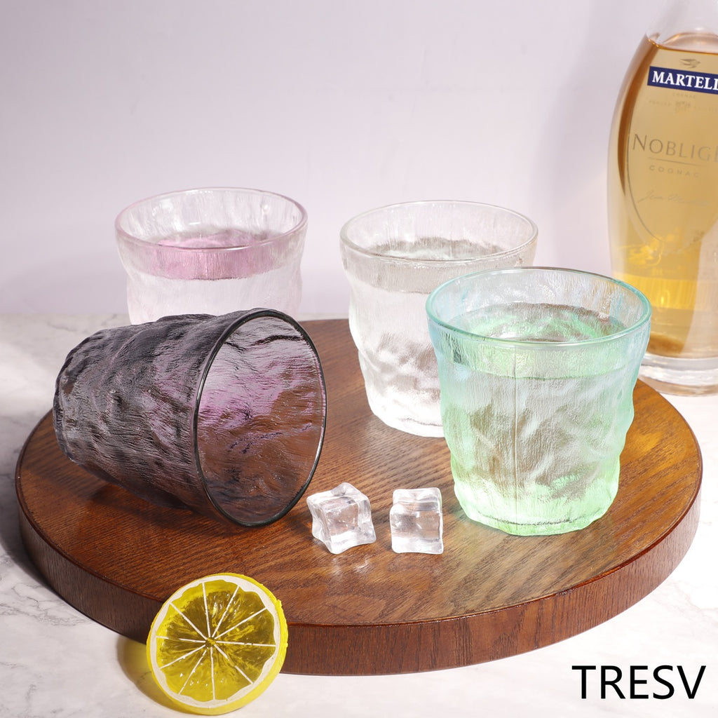 Set de 6 Vasos Colores o Transparente, Vaso de Cristal agua de 270 ml, Vaso de Agua y Bebidas, Aptos para Lavavajillas (Vaso GrisNegro 270ml)
