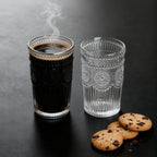 Set de 6 Vasos Transparentes de Cristales de 330ml con Patrón Girasol, Aptos para Lavavajillas