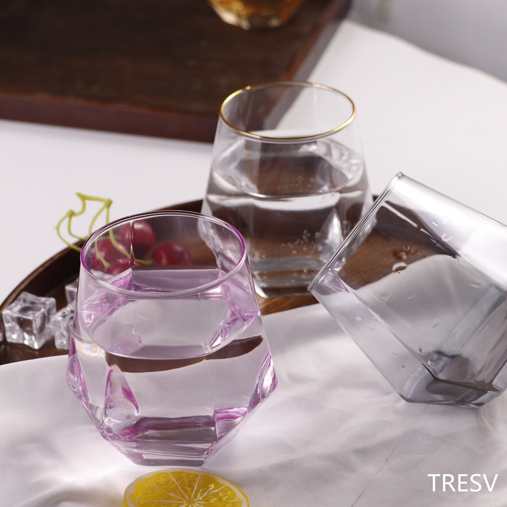 Set de 6 Vasos de cristal agua, Vasos Colores, Vasos de Cristal colores,Aptos para Lavavajillas (330 ml)