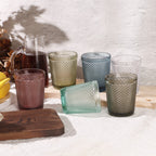 Set de 6 Vasos de Cristal Colores de 250ml, Vasos de Agua y Bebidas, Aptos para Lavavajillas