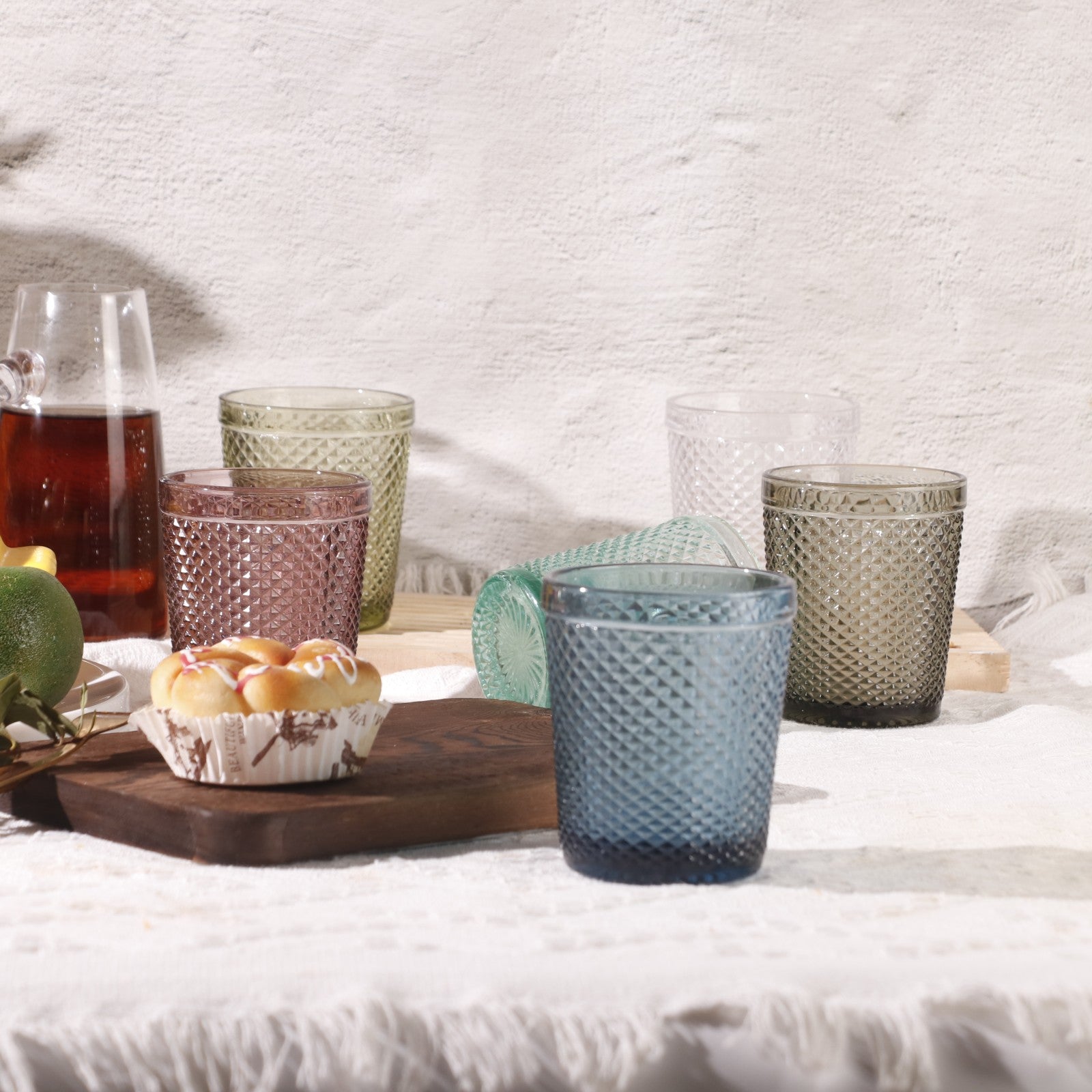 Set de 6 Vasos de Cristal Colores de 250ml, Vasos de Agua y Bebidas, Aptos para Lavavajillas