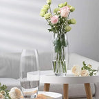 Jarrón de Flores de Cristal, Florero abombado de Vidrio, 26cm, 21cm y 26.5cm de Alto, Elegante y Sofisticado