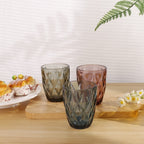 Set de 6 Vasos Colores, Vaso de Cristal agua de 300 ml, Vaso de Agua y Bebidas, Aptos para Lavavajillas (Gris)