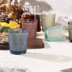 Set de 6 Vasos de Cristal Colores de 250ml, Vasos de Agua y Bebidas, Aptos para Lavavajillas