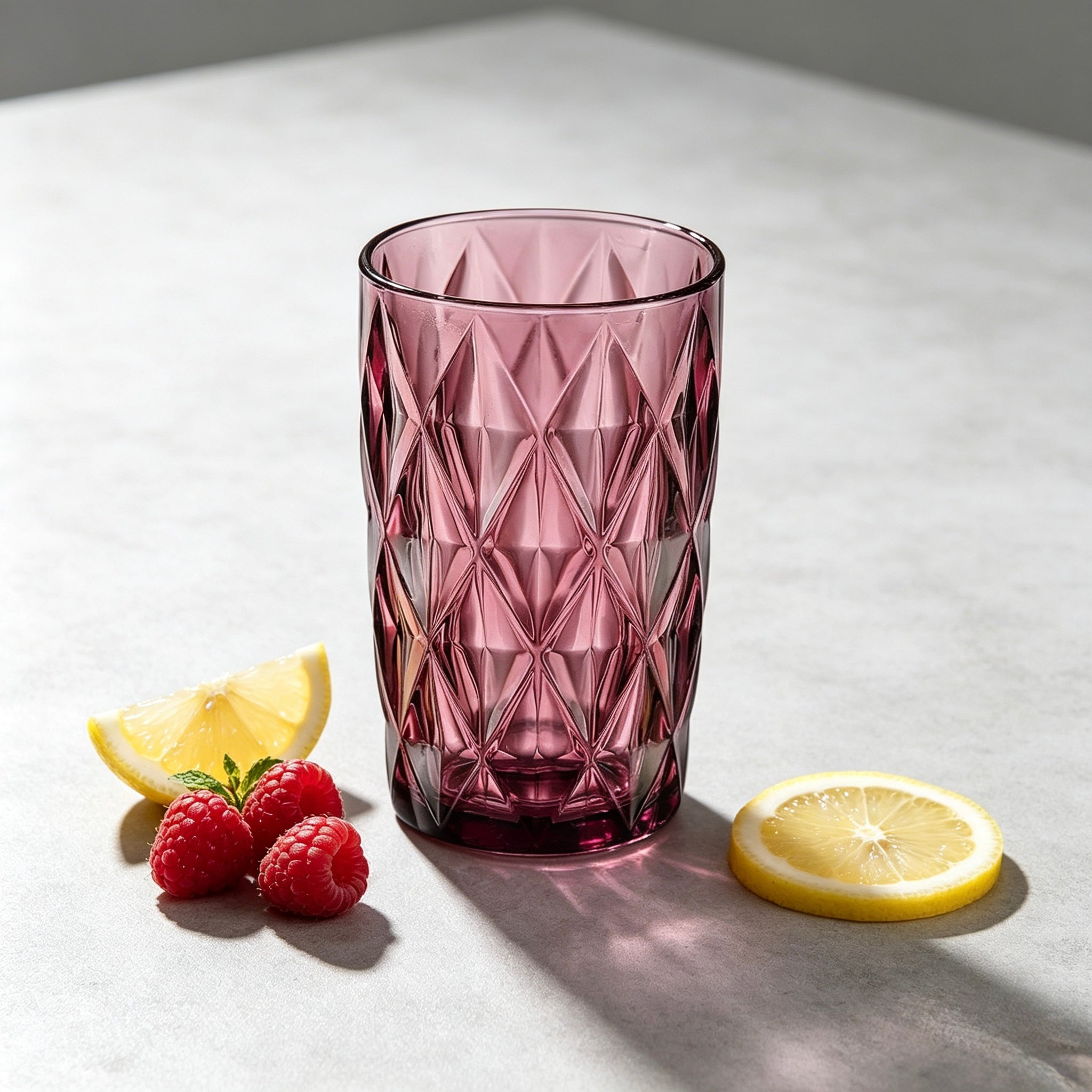 Set de 6 Vasos Colores, Vaso de Cristal agua de 360 ml, Vaso de Agua y Bebidas, Aptos para Lavavajillas