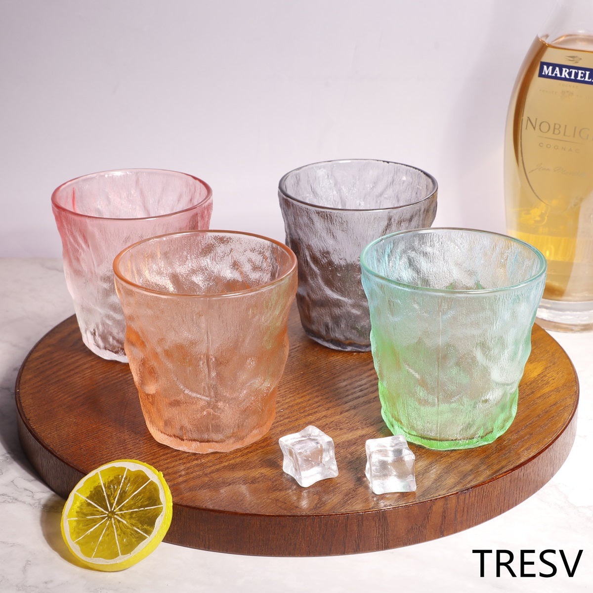 Set de 6 Vasos Colores o Transparente, Vaso de Cristal agua de 270 ml, Vaso de Agua y Bebidas, Aptos para Lavavajillas (Vaso Naranja 270ml)