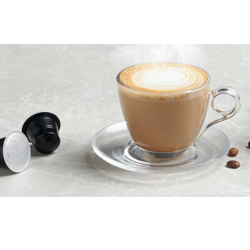 Set de 6 Tazas Transparentes de cristal agua de 170ml con plato para Café Cortado, Café Espresso, Taza de Vidrio,Tazas de Café, Agua, Bebida y Alcohol, Aptas para Lavavajillas
