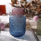 Set de 6 Vasos Colores de 250ml, Vaso de Cristal agua y Bebidas Alcohólicas con Patrón Girasol ,Aptos para lavavajillas