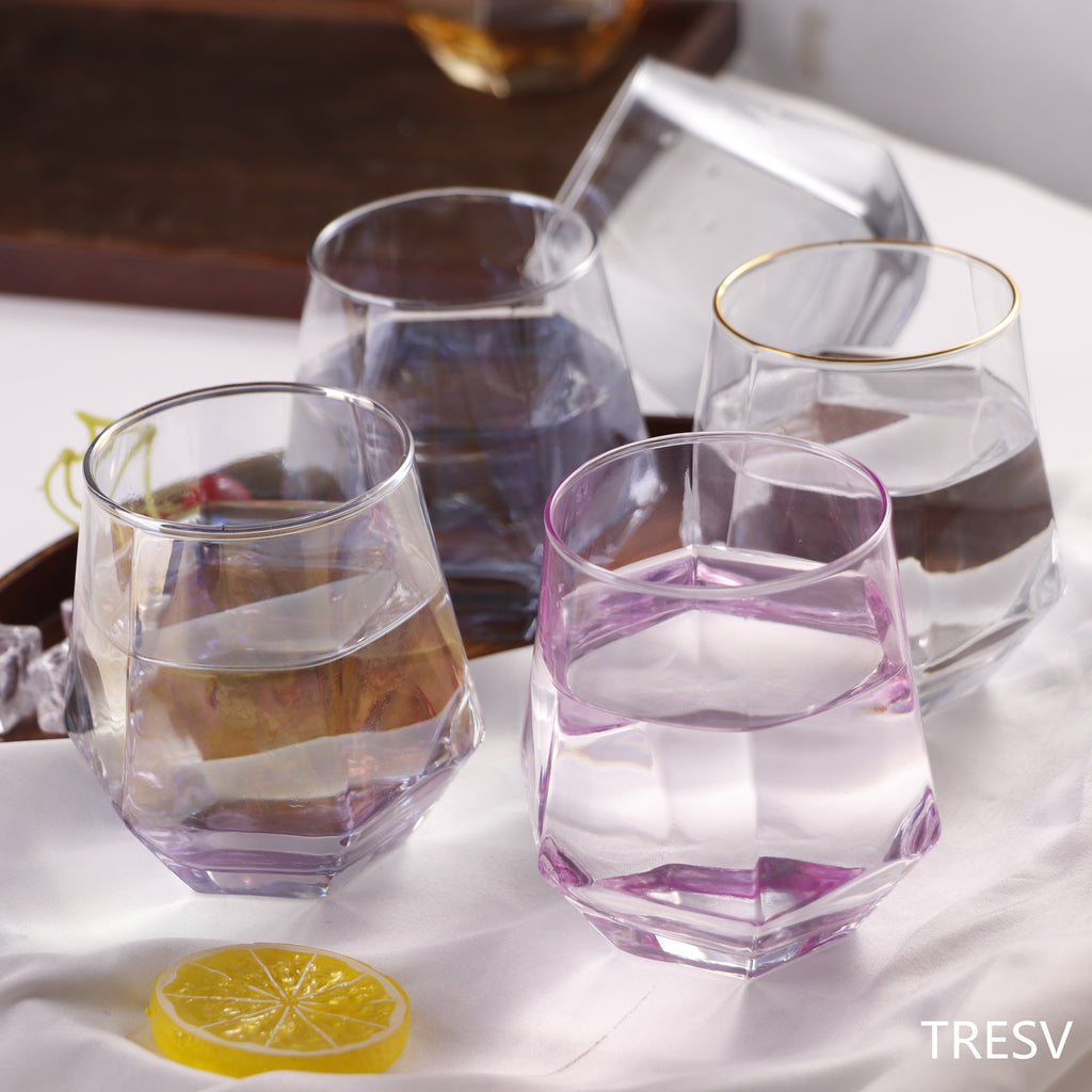 Set de 6 Vasos de cristal agua, Vasos Colores, Vasos de Cristal colores,Aptos para Lavavajillas (330 ml)