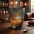 Set de 6 Vasos de Cristal 250ml | Diseño de Diamante Elegante | Aptos para Lavavajillas | Vidrio Sin Plomo para Agua y Refrescos