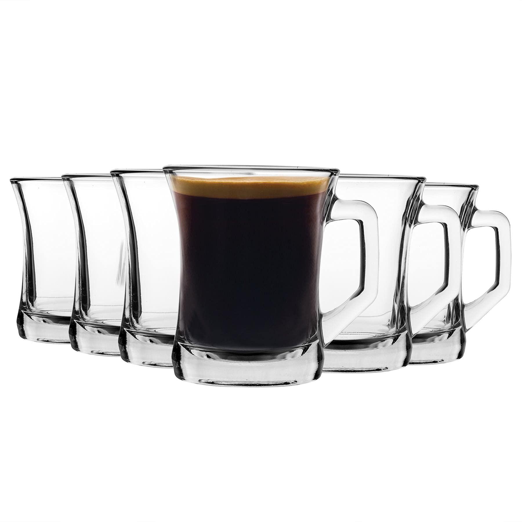 Set de 6 Tazas Transparentes de cristal agua de 225cc para Desayuno, Taza de Vidrio,Productos de vidrio,Tazas para Café y Té, tazas de Agua, Bebida y Alcohol
