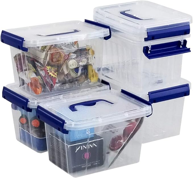 Set 3 Cajas de Ordenación 12L Almacenamiento Plástico Transparente Hermético