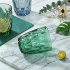 Set de 6 Vasos Colores o Transparente, Vaso de Cristal agua de 300 ml, Vaso de Agua y Bebidas, Aptos para Lavavajillas (Verde)