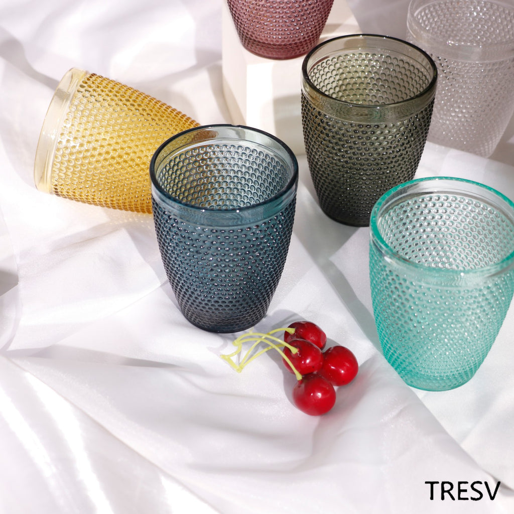Set de 6 Vasos de Cristal de Colores 250ml ,Vidrio de Alta Calidad | Apto para Lavavajillas