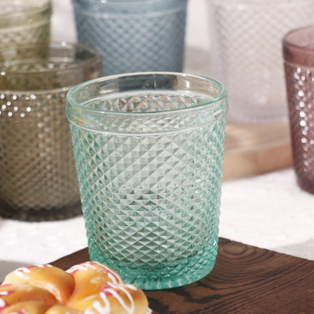 Set de 6 Vasos de Cristal Colores de 250ml, Vasos de Agua y Bebidas, Aptos para Lavavajillas