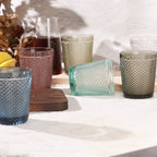 Set de 6 Vasos de Cristal Colores y Transparentes de 250ml, Vasos de Agua y Bebidas, Aptos para Lavavajillas