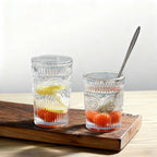 Set de 6 Vasos Transparentes de Cristales de 300ml con Patrón Girasol, Aptos para Lavavajillas