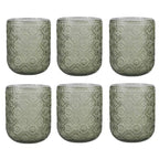 Set de 6 Vasos Colores de 250ml, Vaso de Cristal agua y Bebidas Alcohólicas con Patrón Girasol ,Aptos para lavavajillas