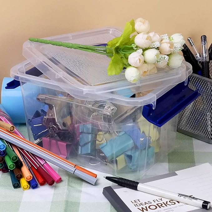 Set 3 Cajas de Ordenación 12L Almacenamiento Plástico Transparente Hermético