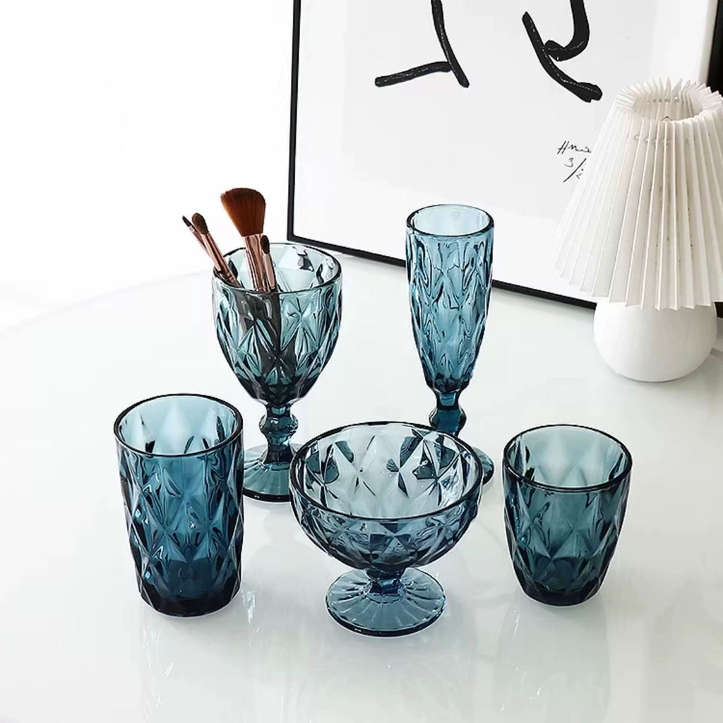 Set de 6 Vasos Colores, Vaso de Cristal agua de 360 ml, Vaso de Agua y Bebidas, Aptos para Lavavajillas