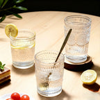 Set de 6 Vasos Transparentes de Cristales de 300ml con Patrón Girasol, Aptos para Lavavajillas