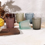 Set de 6 Vasos de Cristal Colores y Transparentes de 250ml, Vasos de Agua y Bebidas, Aptos para Lavavajillas